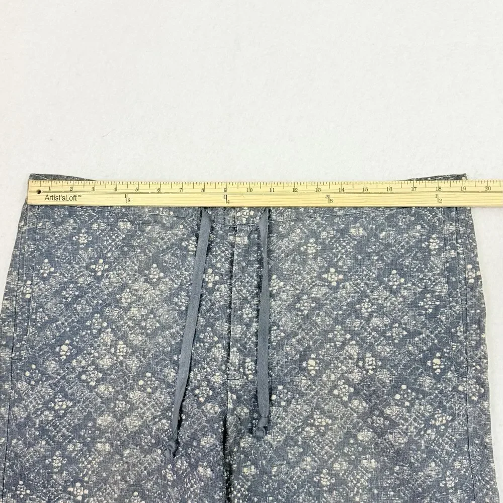 Banana Republic Linen Pants M Blue Floral Boho Print Cropped Drawstring India